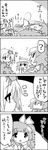  4koma aki_minoriko aki_shizuha basket bow cirno closed_eyes comic crab daiyousei eating greyscale hair_bow hair_ornament hat highres ice ice_wings jitome leaf letty_whiterock long_hair monochrome multiple_girls open_mouth scarf side_ponytail smile tani_takeshi touhou translated wings yukkuri_shiteitte_ne |_| 