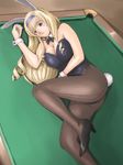  animal_ears bad_id bad_pixiv_id blonde_hair blue_eyes bow bowtie bunny_ears bunny_tail bunnysuit cecilia_alcott detached_collar hairband hirayama_tooya infinite_stratos long_hair lowres lying on_side pantyhose pool_table solo tail very_long_hair wrist_cuffs 