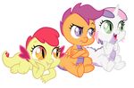  alpha_channel amber_eyes apple_bloom_(mlp) cat_eyes cub cutie_mark_crusaders_(mlp) dragon fangs female friendship_is_magic green_eyes group hair horn lying my_little_pony on_front pink_hair plain_background purple_eyes purple_hair queencold red_hair scootaloo_(mlp) sitting slit_pupils sweetie_belle_(mlp) transparent_background two_tone_hair wings young 