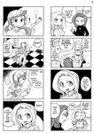  !? ... /\/\/\ 3girls 4koma :o animal_ears black_background breasts celestia_(my_little_pony) checkered checkered_floor closed_eyes comic commentary cup curly_hair detached_sleeves dress english fluttershy flying_sweatdrops from_above furry greyscale horn jewelry large_breasts long_hair monochrome multiple_4koma multiple_girls my_little_pony my_little_pony_friendship_is_magic open_mouth out_of_frame personification rarity ribbed_sweater scroll shepherd0821 sitting smile standing sweater table tail teacup teapot turtleneck unicorn wavy_hair wings 