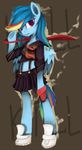  anthro anthrofied blue_fur clothing cosplay crossover equine female feral friendship_is_magic fur hair hi_res horse kill_la_kill kmrshy looking_at_viewer mammal my_little_pony pegasus plain_background pony purple_eyes rainbow_dash_(mlp) ryuko_matoi sailor_uniform shoes skirt solo standing weapon wings 