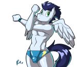  2019 bluecoffeedog bulge clothing equine flexing friendship_is_magic male mammal my_little_pony pegasus pose simple_background soarin_(mlp) solo speedo swimsuit white_background wings wonderbolts_(mlp) 