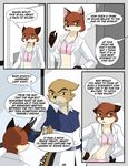  annoyed canine comic dialog english_text eve_(kurapika) eve_cadrey female fox fur green_eyes jackal kurapika lab_coat louis_mort male mammal military mort_(kurapika) red_fur scientist tan_fur text uniform 