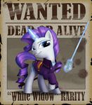  animated blue_eyes cutie_mark english_text equine female feral friendship_is_magic fur hair horn horn_ring horse lionheartcartoon mammal my_little_pony pony purple_hair rarity_(mlp) solo sword text unicorn wanted_poster weapon white_fur wind 