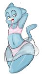  anthro bulge clothing girly gumball gumball_watterson looking_at_viewer male naughty_face panties plain_background pose shirt skirt smile solo somescrub tank_top the_amazing_world_of_gumball translucent underwear wide_hips 