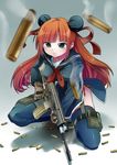  assault_rifle brown_hair fn_scar green_eyes gun holding holding_gun holding_weapon long_hair original rifle shift_(waage) solo thighhighs trigger_discipline weapon 