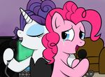  equine female feral friendship_is_magic horn horse mammal microphone my_little_pony pinkie_pie_(mlp) pony rarity_(mlp) replaymasteroftime singing tears unicorn 