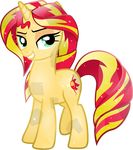  absurd_res alpha_channel blonde_hair crystal_pony_(mlp) cutie_mark equestria_girls equine female feral friendship_is_magic grin hair half-closed_eyes hi_res horn horse looking_at_viewer mammal my_little_pony plain_background pony red_hair shiny solo sunset_shimmer_(eg) theshadowstone transparent_background two_tone_hair unicorn 