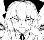  :p akanbe bow cirno greyscale hair_bow ice ice_wings monochrome short_hair sketch solo space_jin tongue tongue_out touhou wings 
