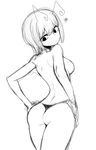  antennae ass back breasts from_behind greyscale medium_breasts monochrome panties short_hair sideboob sketch solo space_jin squiggle thong topless touhou underwear underwear_only wriggle_nightbug 