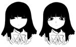  face greyscale half-closed_eyes hime_cut houraisan_kaguya monochrome multiple_views sketch space_jin touhou variations 