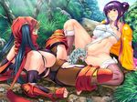  2girls bestiality breasts censored creature_inside hyakushou_ryouran_konagi_ikki!_jingai_makanden japanese_clothes large_breasts monster monster_sex multiple_girls ordin_soft parasite penis purple_hair pussy sitting 