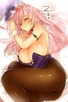  animal_ears ass blush breasts bunny_ears bunny_tail bunnysuit cleavage detached_collar fishnet_pantyhose fishnets huge_breasts inayama long_hair lying on_side pantyhose pink_hair sengoku_bushouki_muramasa sleeping solo tail toudou_takatora_(sengoku_bushouki_muramasa) wrist_cuffs zzz 