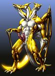  3_heads abs anthro biceps big_muscles claws cloaca dragon erection gold golden golden_dragon hemipenes hi_res holy horn hydra kemono_inukai koan koan_mascus long_neck male multi_cock multi_head multi_headed muscles nude paladin pecs penis presenting reaping_hook red_eyes rithnok rune runes scales scalie sheath slit solo standing toe_claws weapon white_skin yellow_dragon yellow_skin 