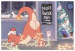  2018 all_fours animated anthro anus ass_up backsack balls bedroom_eyes beige_penis bent_over blue_eyes bouncing_balls bouncing_penis butt chalk chalkboard charmeleon christmas christmas_lights christmas_tree claws clock fire flaccid gift grin half-closed_eyes hat holidays inside inviting looking_at_viewer looking_back male nintendo orange_skin ornament outlet penis perineum pok&eacute;mon pok&eacute;mon_(species) presenting presenting_anus presenting_hindquarters raised_tail reptile santa_hat scalie seductive smile snow solo taga tan_balls tan_skin tiptoes toe_claws tree twerking video_games white_outline window 