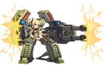  blonde_hair blue_eyes firing gatling_gun gun line_zeta mazingkaizer mecha_musume solo twintails weapon white_background 