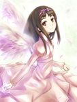  angelica_(gunslinger_girl) brown_eyes brown_hair dress feathered_wings gunslinger_girl hair_ribbon inaba-no-kuni-tottori long_hair ribbon smile solo wings 