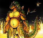  alien anthro balls belly biceps chubby fists flaccid flaccid_penis green_skin kraid looking_at_viewer male metroid monster musclegut muscles ne0n-bandicoot neon-bandicoot nintendo nude pecs penis red_eyes scales scalie solo spikes standing video_games 