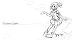 aizawa_inori ankle_boots belt boots character_name collateral_damage_studios copyright_name elbow_gloves fingerless_gloves freckles gloves greyscale internet_explorer looking_at_viewer monochrome open_mouth personification pigeon-toed pleated_skirt simple_background single_glove sketch skirt smile solo standing waha_(artist) white_background 