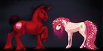  blue_eyes butt curly_hair cutie_mark equine female feral freckles fur green_eyes hair hooves horn horse long_hair mammal mane my_little_pony pink_hair pony red_fur shadowwolf size_difference unicorn white_fur 