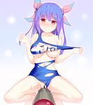  bar_censor blue_hair bow breasts censored hair_bow highres i-19_(kantai_collection) kantai_collection large_breasts looking_at_viewer masturbation multicolored_hair nipples one-piece_swimsuit pink_hair pussy_juice pussy_juice_puddle red_eyes school_swimsuit solo swimsuit torn_clothes torn_swimsuit twintails two-tone_hair yonaga_(masa07240) 