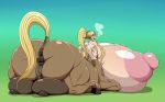  absurd_res anus ber00 big_breasts big_butt blonde_hair breasts butt centaur centorea_shianus_(monster_musume) equine equine_taur female hair hi_res huge_breasts huge_butt humanoid hyper hyper_breasts looking_at_viewer looking_back mammal monster_musume nude ponytail presenting presenting_hindquarters pussy pussy_juice solo taur teats udders 