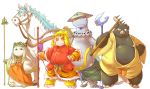  anthro chiro_(artist) clothed clothing dragon equine horse journey_to_the_west mammal monk monkey monkey_king overweight pig porcine primate simple_background slightly_chubby smile smirk staff sun_wukong tang_sanzang weapon white_background yulong_(journey_to_the_west) zhu_bajie 