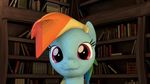  3d animated book cgi cute dark equine female feral friendship_is_magic hair horse inside looking_at_viewer mammal multi-colored_hair my_little_pony mynokiarules one_eye_closed pegasus pink_eyes pony rainbow_dash_(mlp) rainbow_hair smile solo source_filmmaker wings wink 