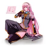  arm_support bad_id bad_pixiv_id green_eyes long_hair megurine_luka microphone pink_hair sitting solo thighhighs vocaloid wii_hola 