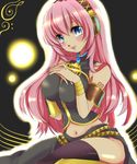  blue_eyes breasts chigo large_breasts long_hair megurine_luka midriff pink_hair solo vocaloid 