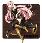  blue_eyes headphones highres long_hair megurine_luka osamu_(jagabata) pink_hair solo thighhighs very_long_hair vocaloid zettai_ryouiki 