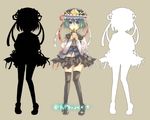  blue_eyes green_hair pochi-t rod_of_remorse shiki_eiki silhouette thighhighs touhou zettai_ryouiki 