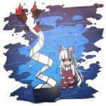  bad_id bad_pixiv_id bow fire fujiwara_no_mokou hair_bow kosui_(artist) long_hair solo touhou white_hair 