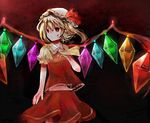  bad_id bad_pixiv_id blonde_hair blood cuts flandre_scarlet hat injury midriff navel red_eyes scratches skirt solo touhou usui_(tripcube) wings 