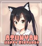  animal_ears black_hair brown_eyes cat_ears character_name k-on! long_hair masamuuu nakano_azusa twintails 