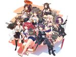  anthropomorphism black_eyes black_hair blonde_hair blue_eyes boots bow brown_hair cherry_blossoms elbow_gloves eyepatch gloves halo headphones japanese_clothes kantai_collection long_hair purple_hair red_eyes red_hair school_swimsuit short_hair skirt swimsuit sword thighhighs tie weapon yellow_eyes yukian 