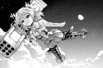  greyscale hirschgeweih_antennas monochrome necktie pantyhose rocket_launcher sabaku_chitai sanya_v_litvyak short_hair skirt smile solo strike_witches striker_unit weapon world_witches_series 