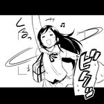  aragaki_ayase arm_up beamed_eighth_notes closed_eyes greyscale letterboxed long_hair monochrome musical_note open_mouth ore_no_imouto_ga_konna_ni_kawaii_wake_ga_nai simple_background skirt solo viewfinder watarai_keiji white_background 