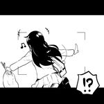  1girl aragaki_ayase beamed_eighth_notes from_behind greyscale letterboxed long_hair monochrome musical_note ore_no_imouto_ga_konna_ni_kawaii_wake_ga_nai outstretched_arms simple_background skirt solo viewfinder watarai_keiji white_background 