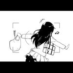 aragaki_ayase beamed_eighth_notes from_behind greyscale letterboxed long_hair monochrome musical_note ore_no_imouto_ga_konna_ni_kawaii_wake_ga_nai outstretched_arms simple_background skirt solo viewfinder watarai_keiji white_background 