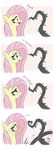  &lt;3 blush comic dialog english_text equine female feral fluttershy_(mlp) forced friendship_is_magic fur green_eyes hair horse imminent_rape joakaha long_hair mammal my_little_pony open_mouth pegasus pink_hair plain_background plant pony rape sweat tentacle_rape tentacles text thorns tongue vine white_background wings yellow_fur 