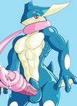  abs amphibian anthro balls biceps blue_background cum cum_on_penis cum_on_tongue cumshot dark-moltres erection frog greninja happy looking_at_viewer male manly masturbation muscles ninja nintendo nude orgasm pecs penis pink_penis plain_background pok&#233;mon pok&eacute;mon presenting red_eyes shadow sheath shiny slit smile solo standing tongue tongue_out vein video_games webbed_hands white_eyes 