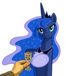  alcohol alpha_channel beverage blue_fur blue_hair crown denial disembodied_hand equine female feral friendship_is_magic fur hair hand horn horse human long_hair mammal my_little_pony parody plain_background pony princess_luna_(mlp) royalty teal_eyes transparent_background unknown_artist wine_glass 