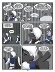  bored brown_eyes canine comic dialog english_text fur grey_fur kurapika magellan_(kurapika) male mammal military prison scar skunk symbol teddy_conner text uniform white_fur wolf zack_magellan 