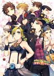  6+boys black_hair blonde_hair blue_eyes brown_hair dixie_cup_hat family giorno_giovanna green_eyes hat higashikata_jousuke higashikata_jousuke_(jojolion) highres johnny_joestar jojo_no_kimyou_na_bouken jojolion jonathan_joestar joseph_joestar_(young) kuujou_jolyne kuujou_joutarou mika_(1020mk) military_hat multiple_boys purple_eyes steel_ball_run 