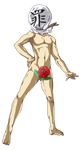  barefoot censored covered_face dairi flower full_body hand_on_hip highres male_focus nude sin_sack solo touhou transparent_background 