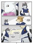  anthro brown_eyes canine comic dialog english_text female fur grey_fur iuana jackal kurapika louis_mort male mammal military mort_(kurapika) scar symbol tan_fur teddy_conner text uniform white_fur wolf 