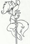  anibaruthecat black_and_white cub dancing equine female feral friendship_is_magic hair horse mammal monochrome my_little_pony pegasus pole pole_dancing pony scootaloo_(mlp) smile solo wings young 