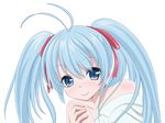  antenna_hair ascii_media_works blue_eyes blue_hair denpa_onna_to_seishun_otoko face hair_ribbon portrait ribbon simple_background smile solo superkobato touwa_erio transparent_background twintails 