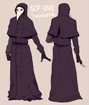  character_name coat commentary gloves hood hooded jotman mask plague_doctor scalpel scp-049 scp_foundation simple_background 